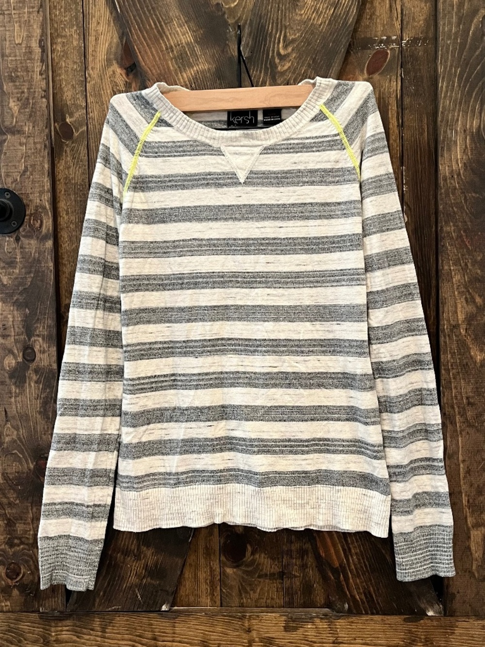 Kersh-Women's-Muted Black & Off-White Striped-Lightweight Sweater-Size S